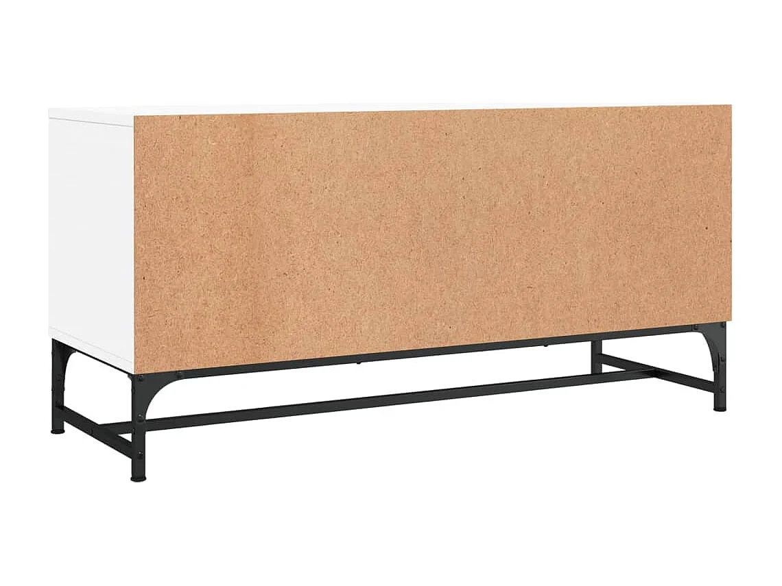 Mobile Porta TV con Ante in Vetro Bianco 102x37x50 cm