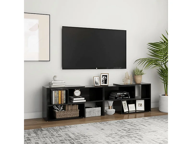 Tv-meubel 149x30x52 cm bewerkt hout hoogglans zwart