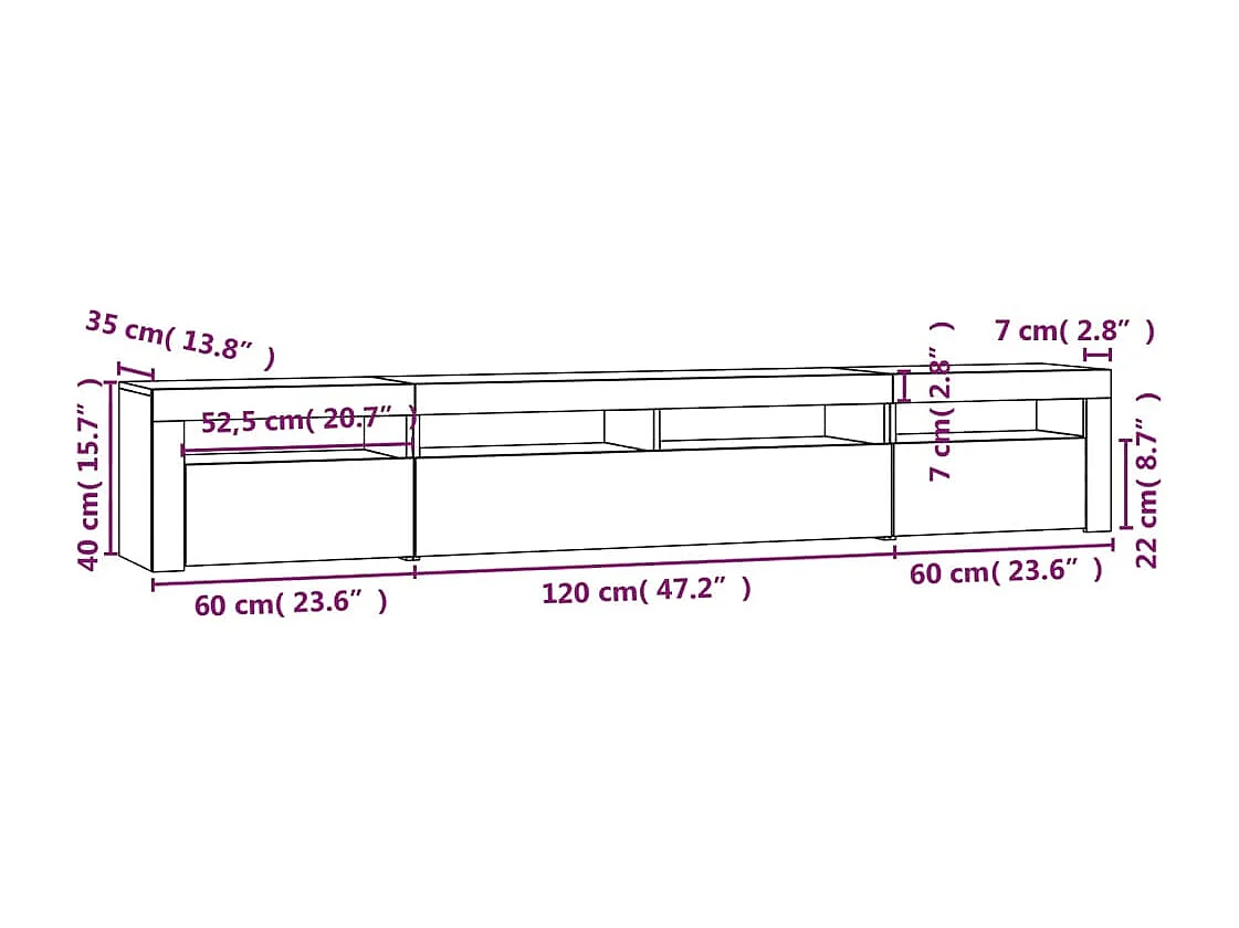 Mebel TV LED Dąb Sonoma 240x35x40 cm Nowoczesny i Praktyczny
