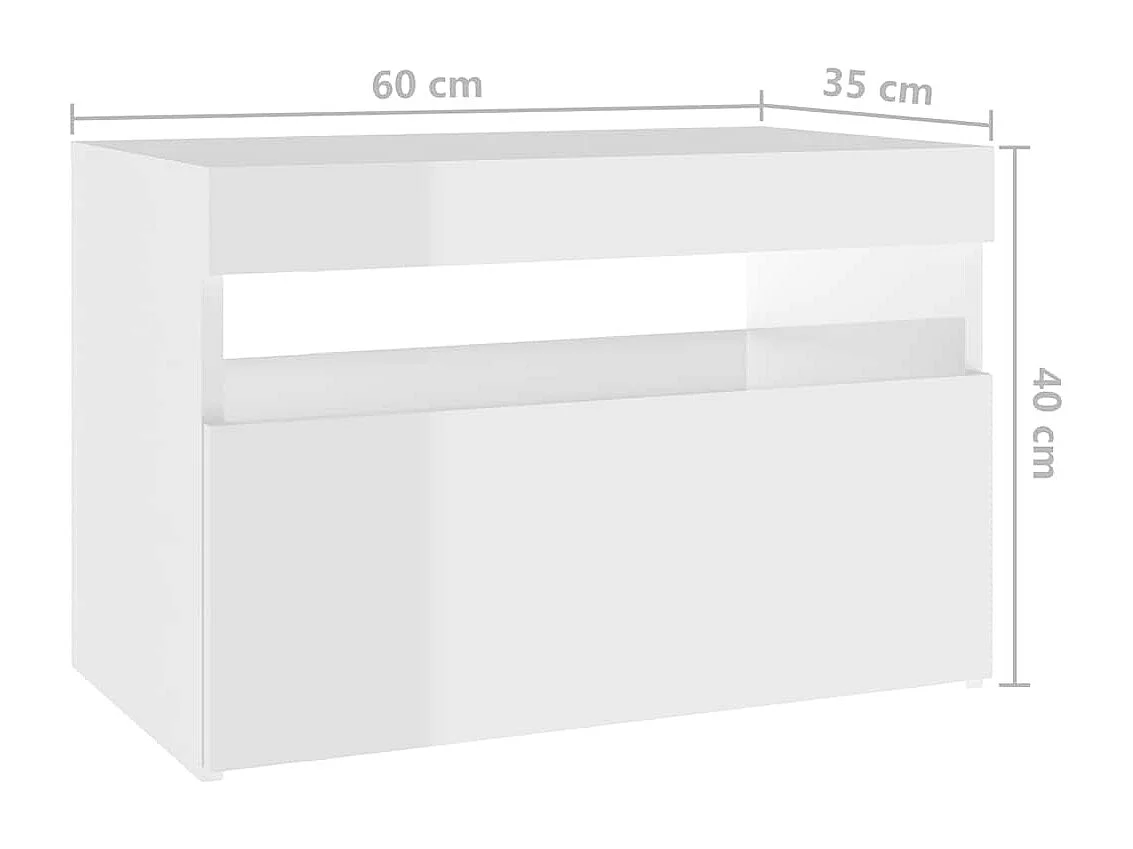 Meuble TV avec lumières LED blanc brillant 60x35x40 cm