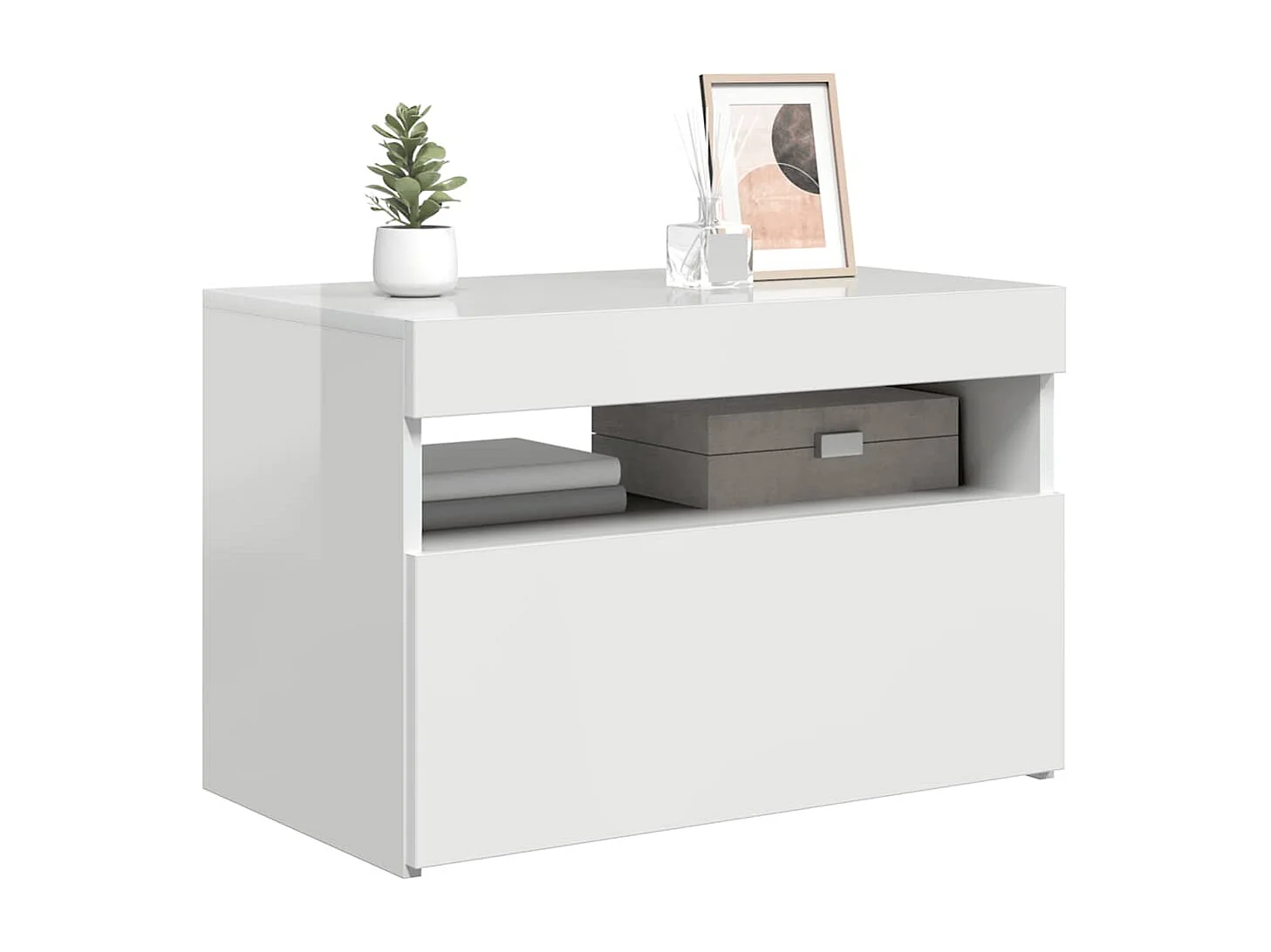 Meuble TV avec lumières LED blanc brillant 60x35x40 cm