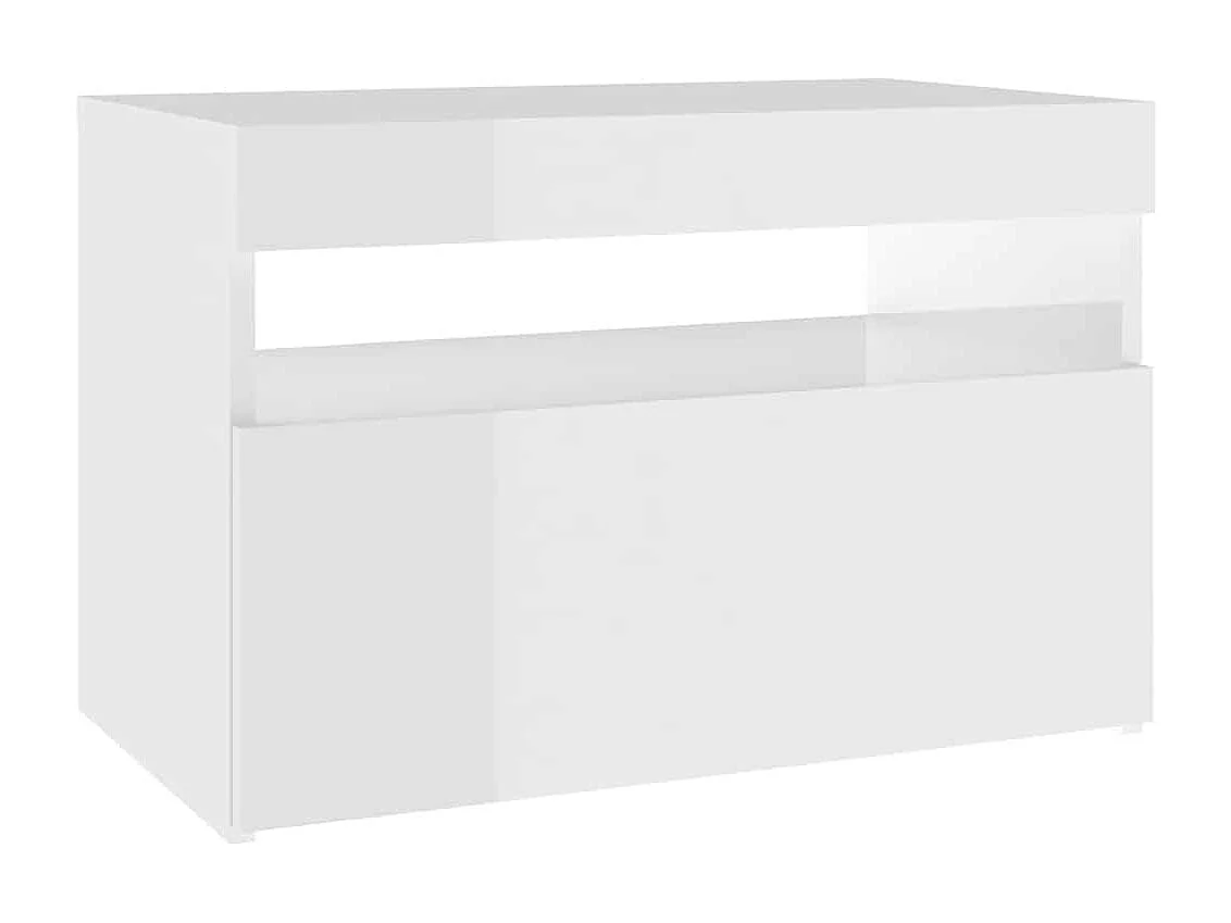 Meuble TV avec lumières LED blanc brillant 60x35x40 cm