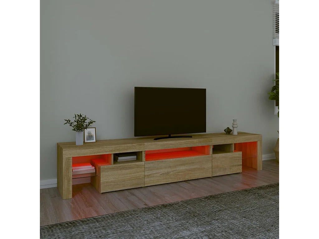 Móvel de TV com luzes LED 215x36,5x40 cm carvalho sonoma