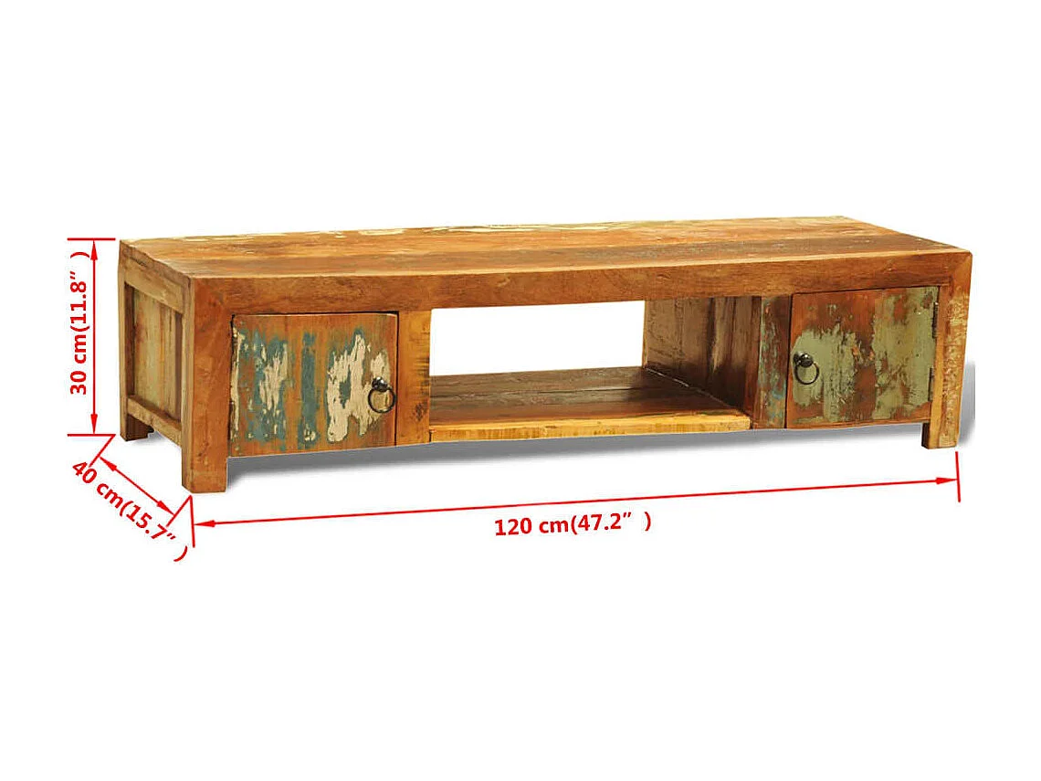 Móvel de TV vintage com 2 portas madeira reciclada