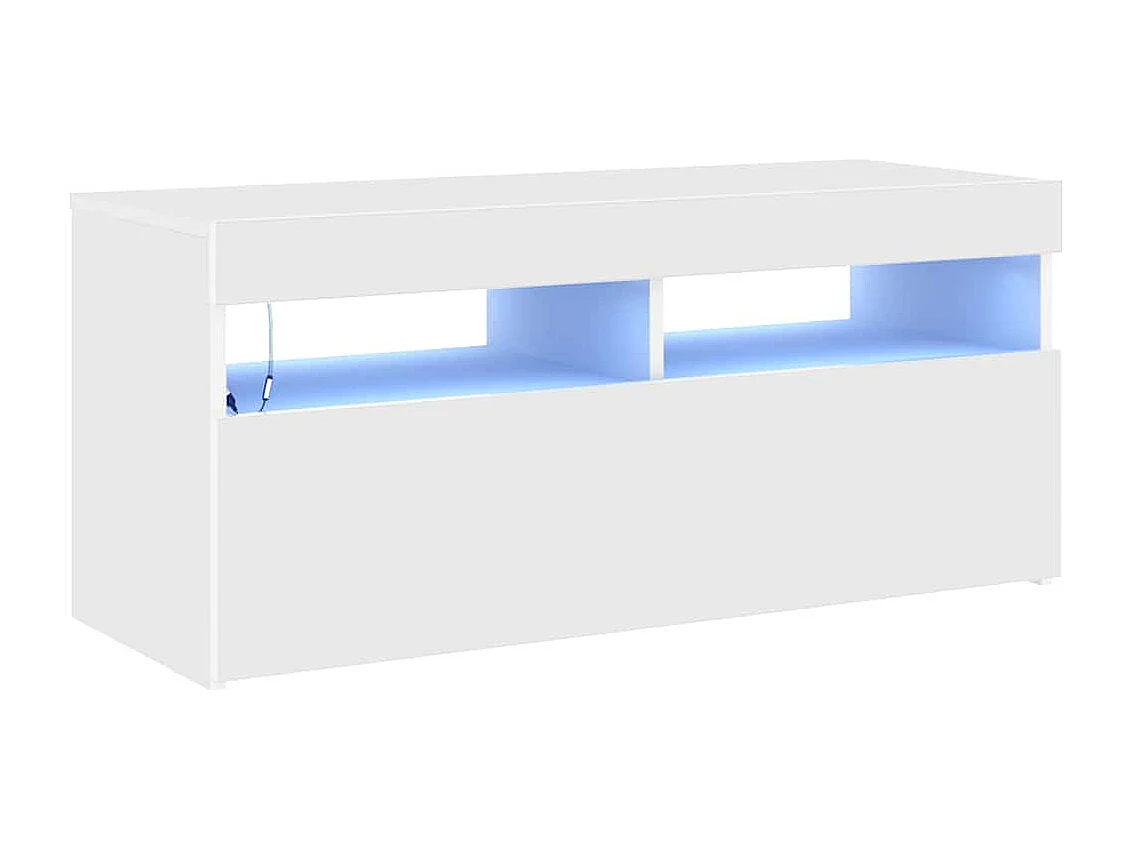 Meuble TV avec lumières LED blanc 90x35x40 cm