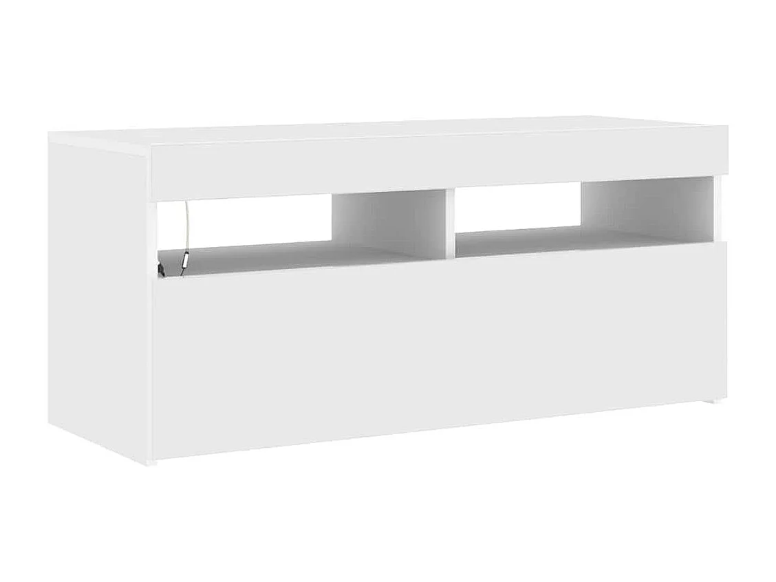 Meuble TV avec lumières LED blanc 90x35x40 cm