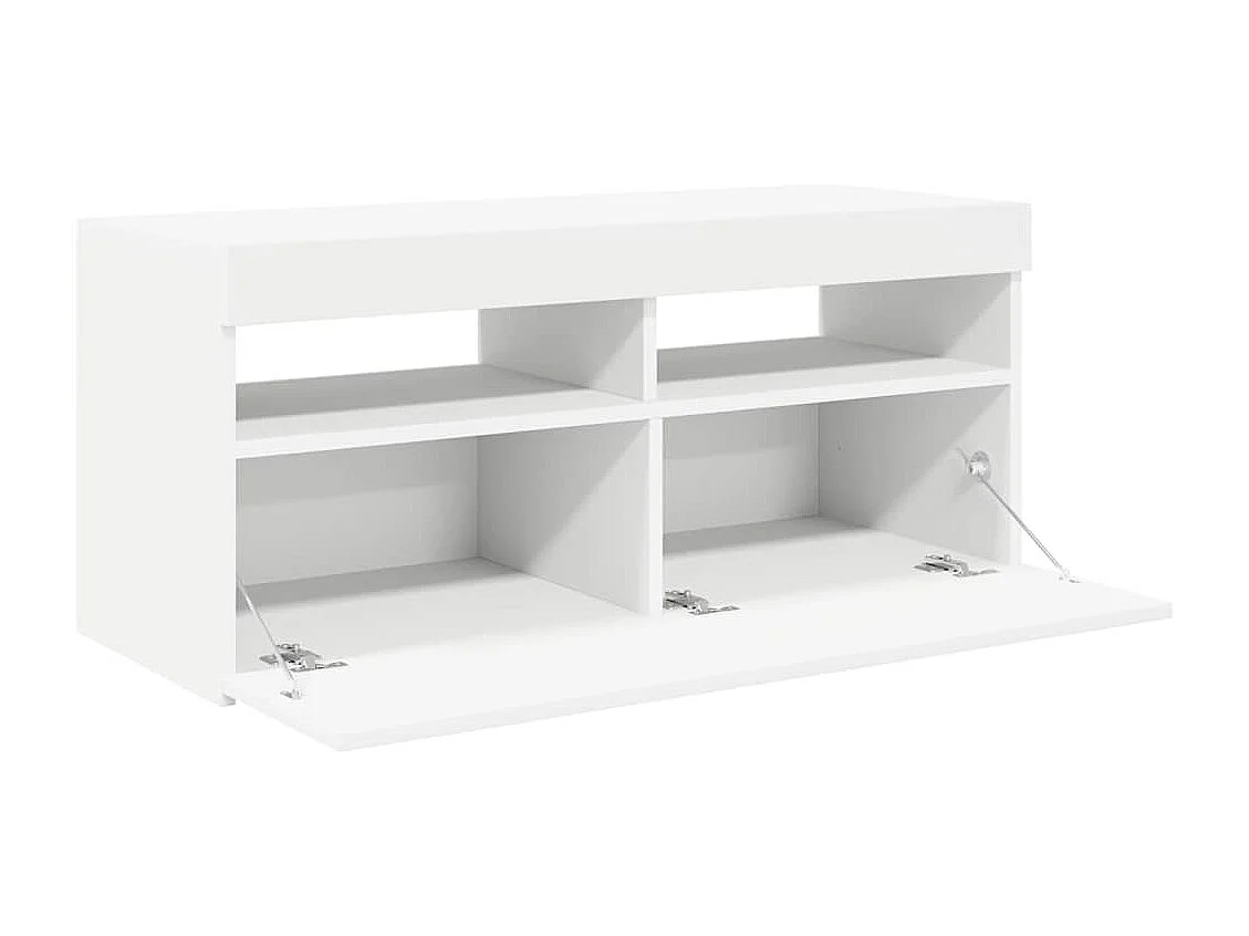 Meuble TV avec lumières LED blanc 90x35x40 cm
