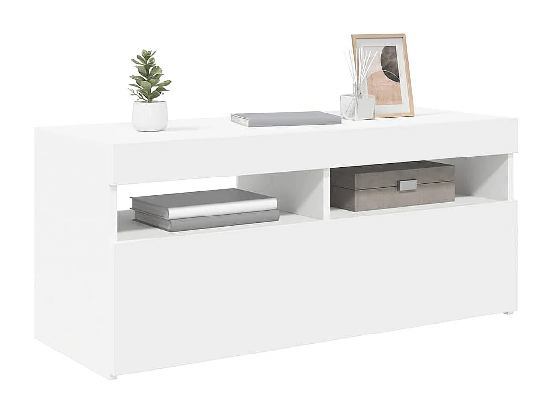 Meuble TV avec lumières LED blanc 90x35x40 cm