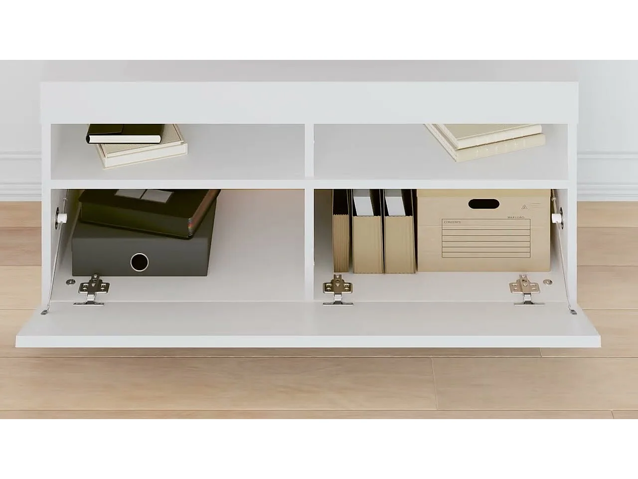 Meuble TV avec lumières LED blanc 90x35x40 cm