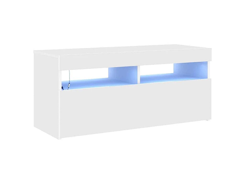 Meuble TV avec lumières LED blanc 90x35x40 cm