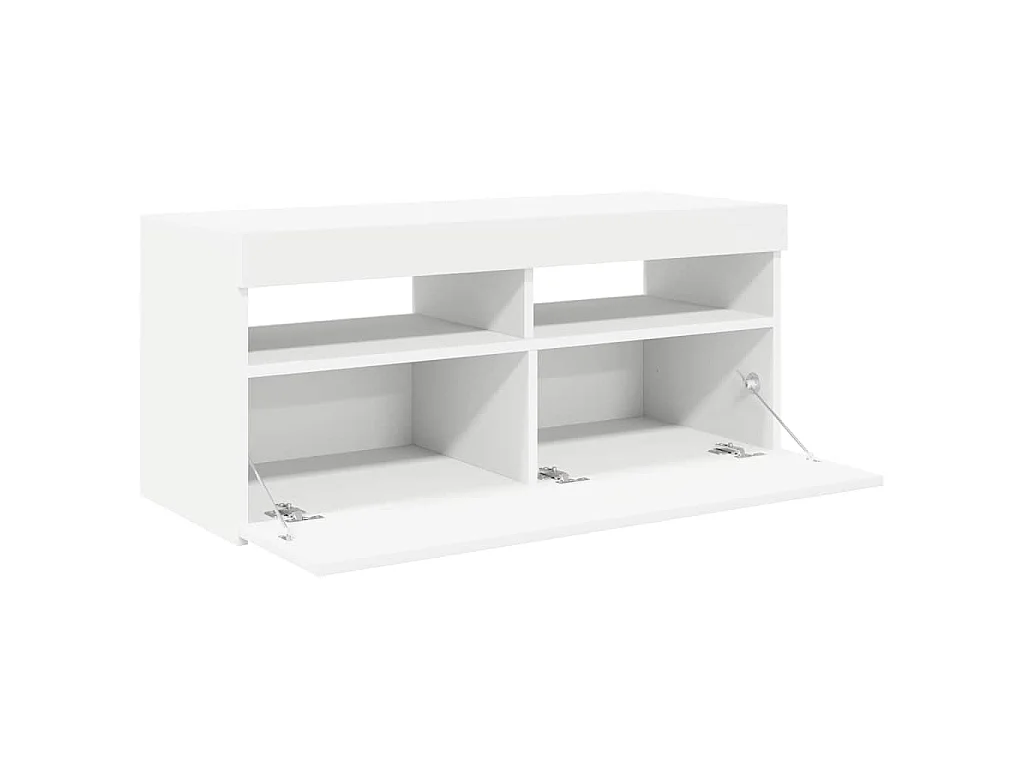 Meuble TV avec lumières LED blanc 90x35x40 cm