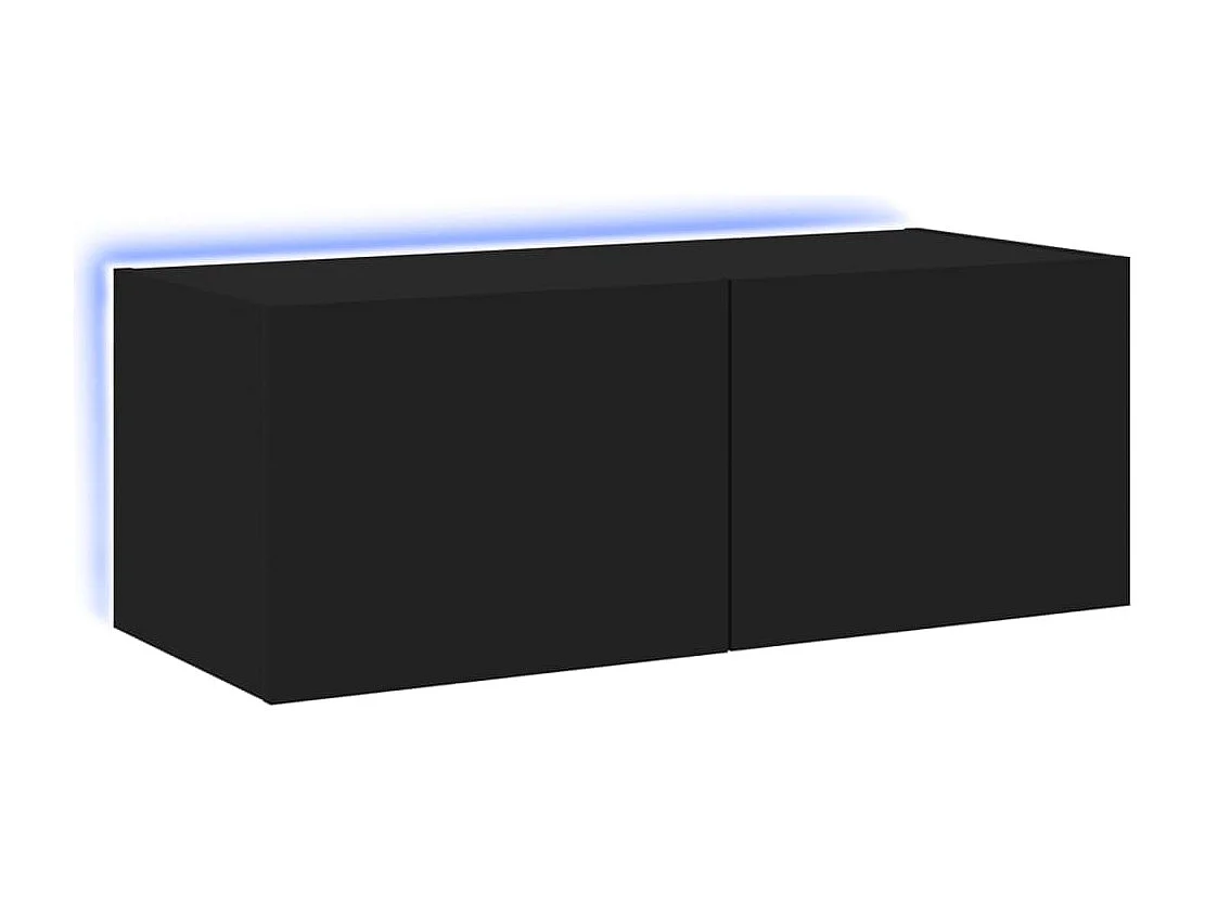 Meuble TV mural avec lumières LED noir 80x35x31 cm