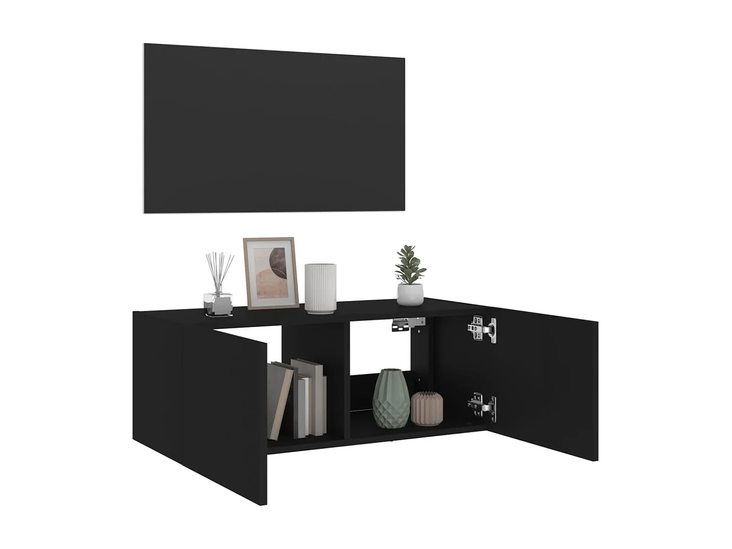 TV-Wandschrank mit LED-Leuchten Schwarz 80x35x31 cm