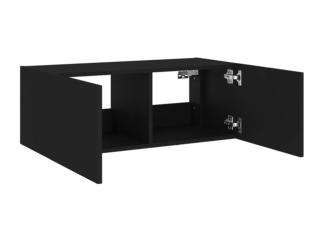 TV-Wandschrank mit LED-Leuchten Schwarz 80x35x31 cm