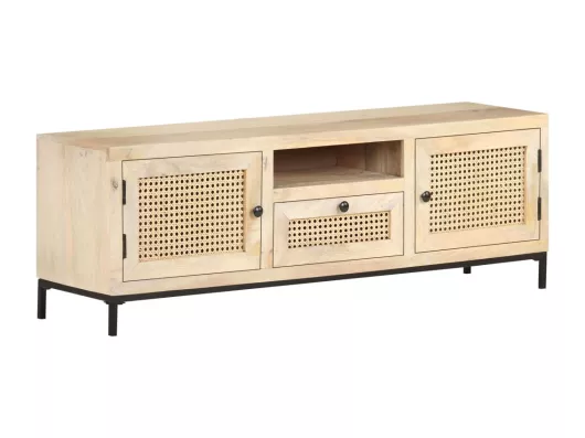 Kauf Unique TV-Schrank 120x30x40 cm Mango Massivholz und Rohrgeflecht