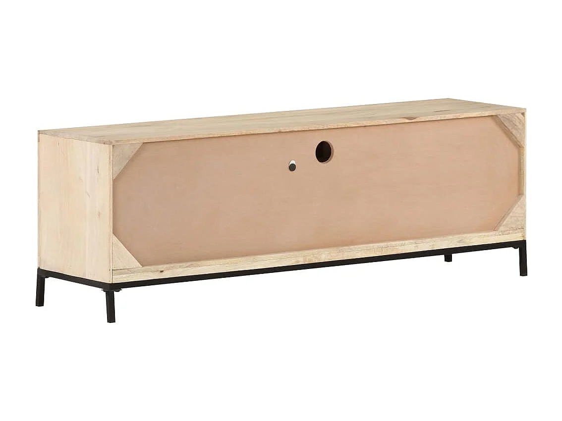 Meuble TV 120x30x40 cm Bois de manguier et canne naturelle