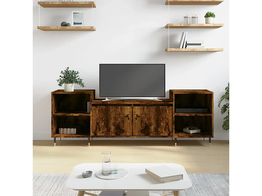 Mueble para TV madera contrachapada roble ahumado 160x35x55 cm