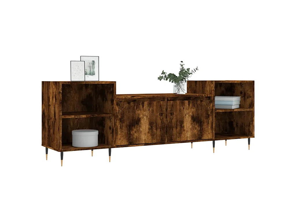 Mobile TV Rovere Fumo 160x35x55 cm in Legno Multistrato