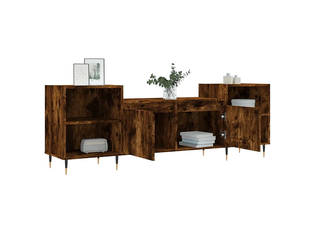 Mobile TV Rovere Fumo 160x35x55 cm in Legno Multistrato