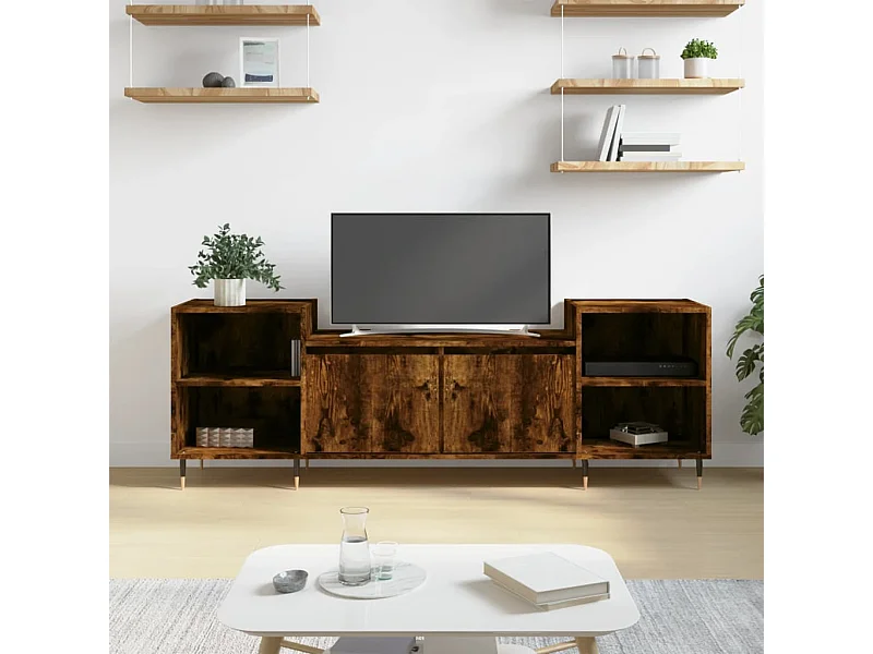 Meuble TV Chêne fumé 160x35x55 cm Bois d'ingénierie