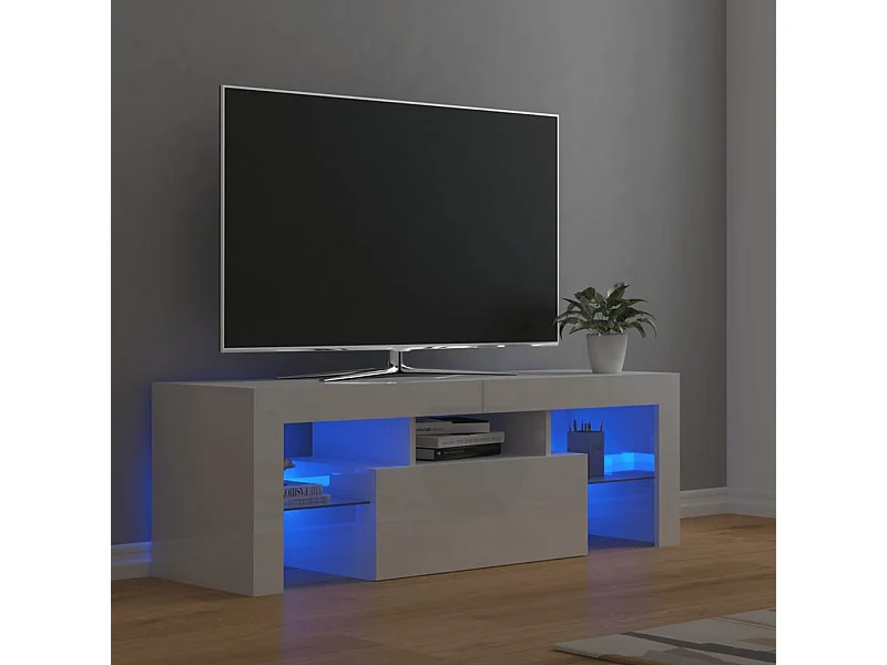 TV-Schrank mit LED-Leuchten Hochglanz-Weiß 120x35x40 cm