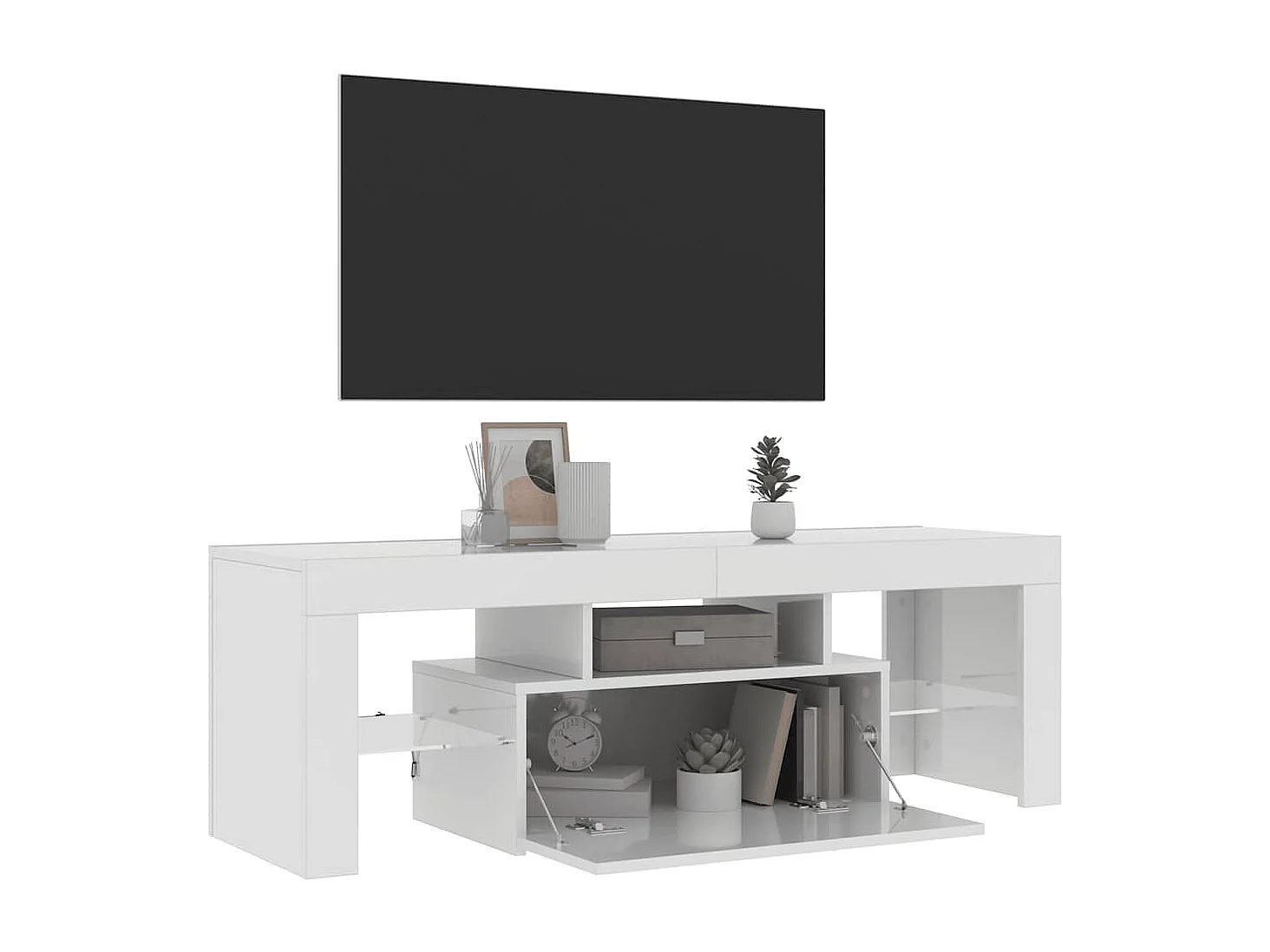 TV-Schrank mit LED-Leuchten Hochglanz-Weiß 120x35x40 cm