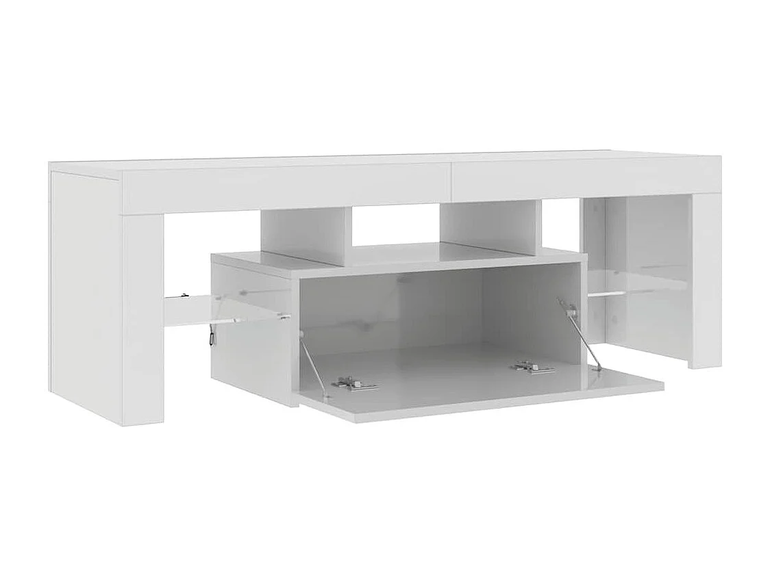 Meuble TV avec lumières LED blanc brillant 120x35x40 cm