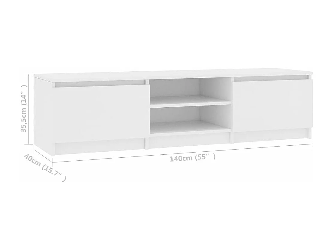 Mueble para TV madera contrachapada blanco 140x40x35,5 cm