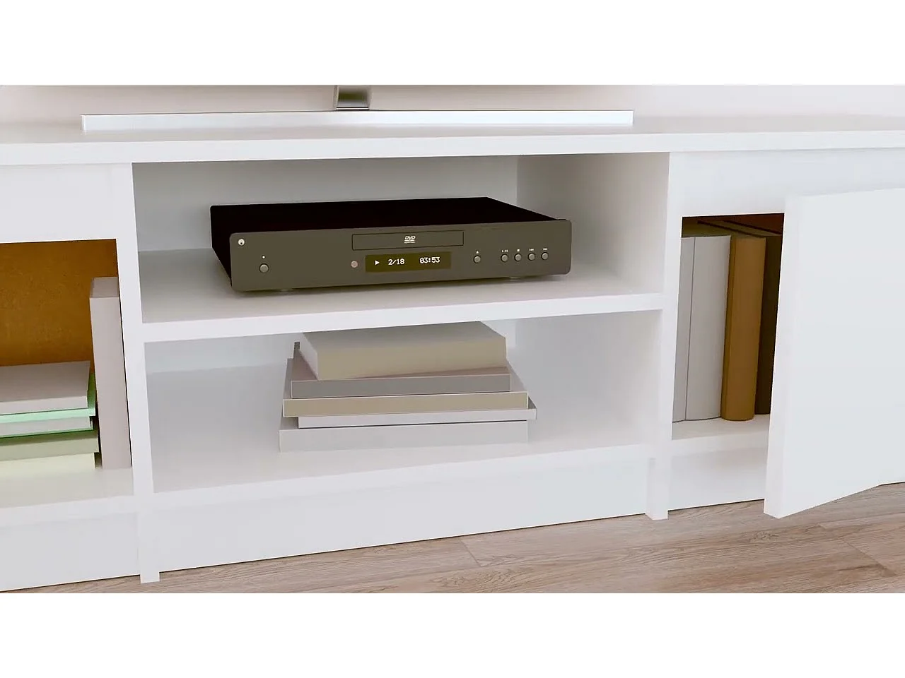 Meuble TV Blanc 140x40x35,5 cm Bois d'ingénierie