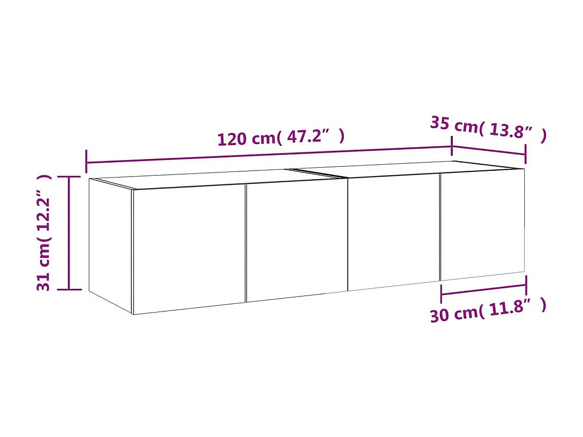 Meubles TV muraux lumières LED 2 pcs chêne marron 60x35x31 cm