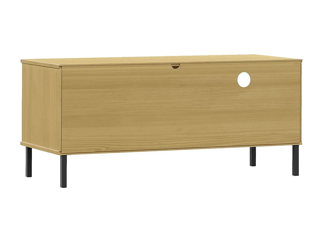 TV-Schrank OSLO mit Metallbeinen Braun Massivholz Kiefer