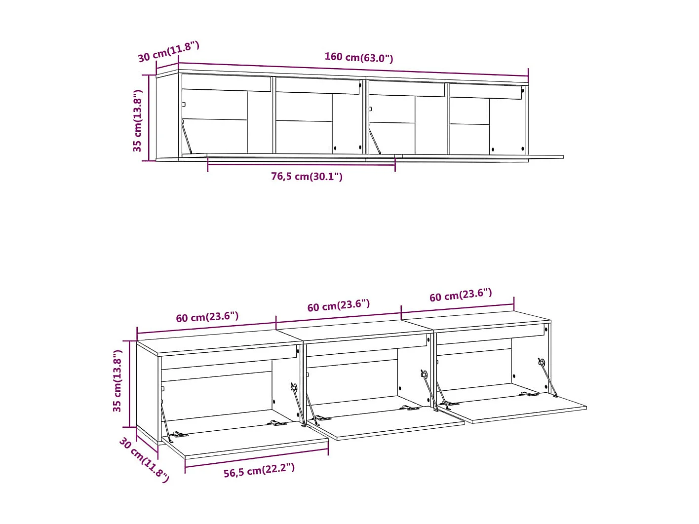 Ensemble de meubles TV 5 pcs bois massif de pin