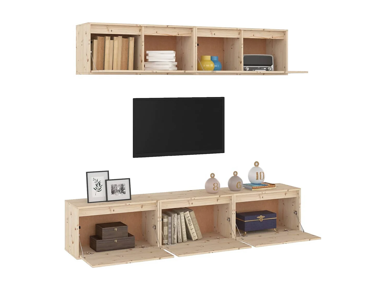 Ensemble de meubles TV 5 pcs bois massif de pin