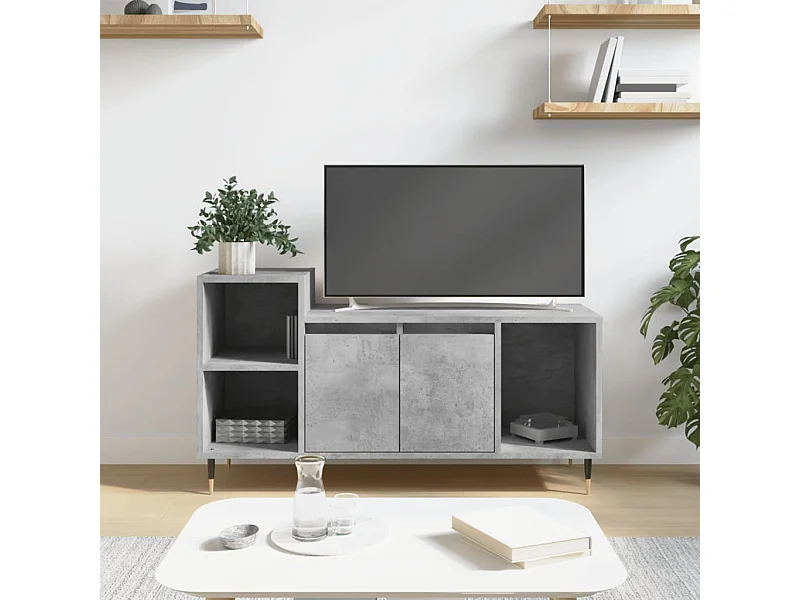 TV-Schrank Betongrau 100x35x55 cm Holzwerkstoff