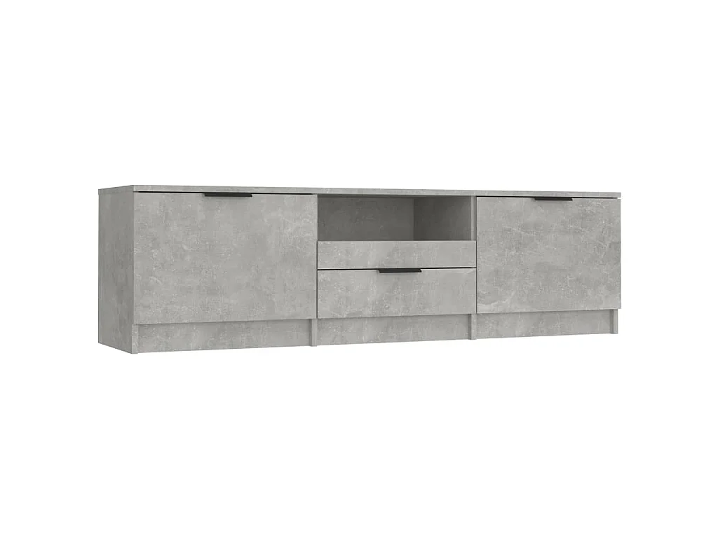 Meuble TV gris béton 140x35x40 cm bois d'ingénierie