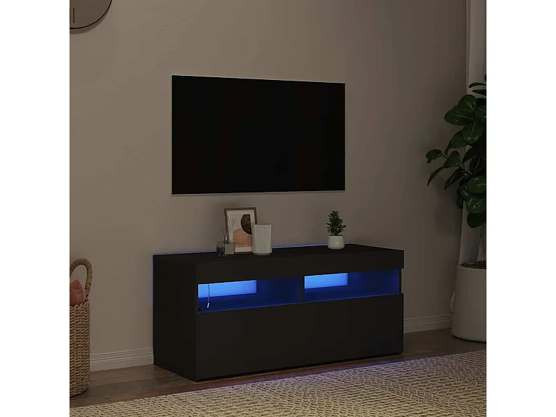 Meuble TV avec lumières LED noir 90x35x40 cm