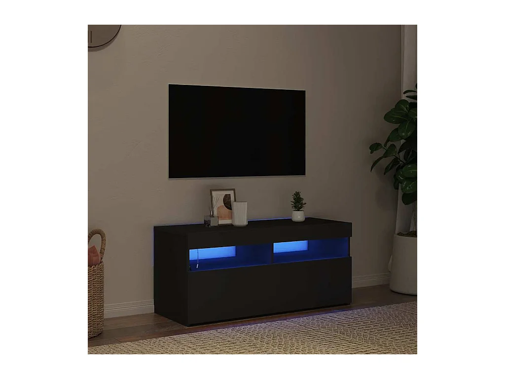 Meuble TV avec lumières LED noir 90x35x40 cm