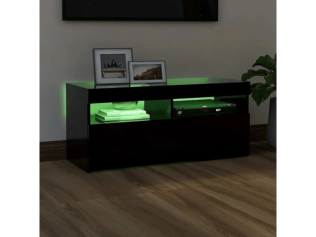 Meuble TV avec lumières LED noir 90x35x40 cm