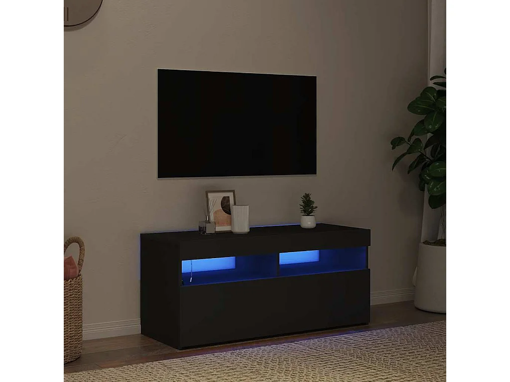 Meuble TV avec lumières LED noir 90x35x40 cm