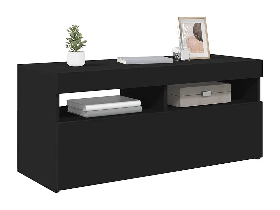 Meuble TV avec lumières LED noir 90x35x40 cm