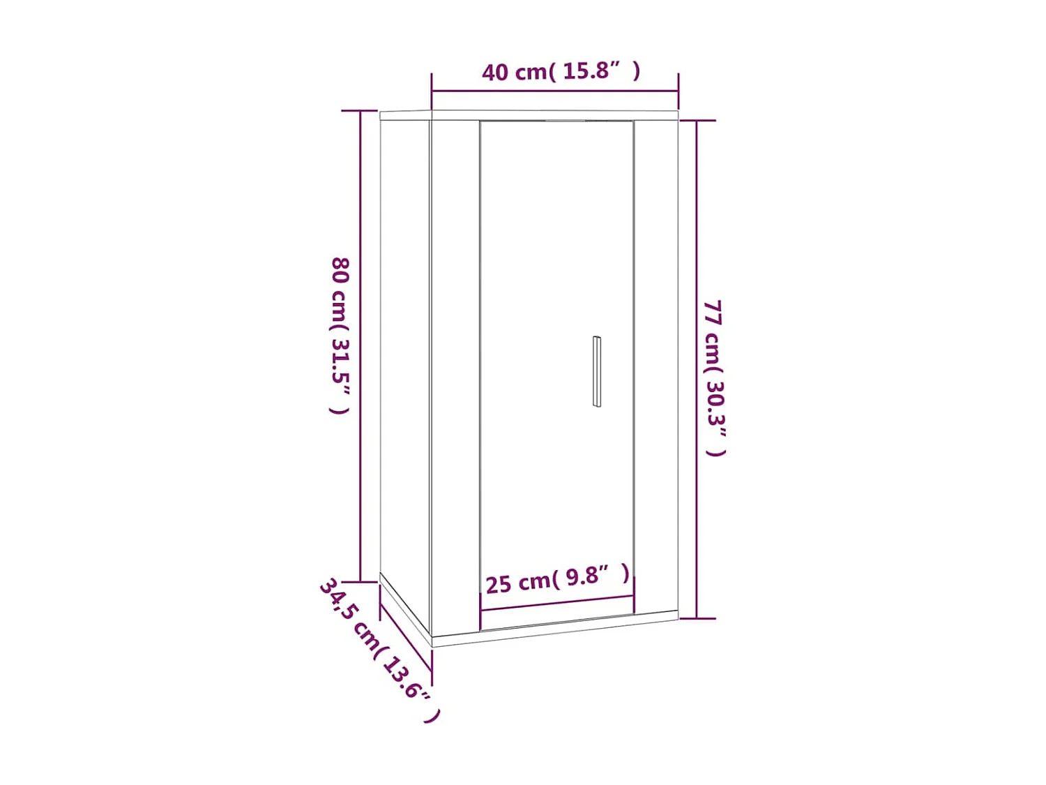 Mueble para TV de pared negro 40x34,5x80 cm