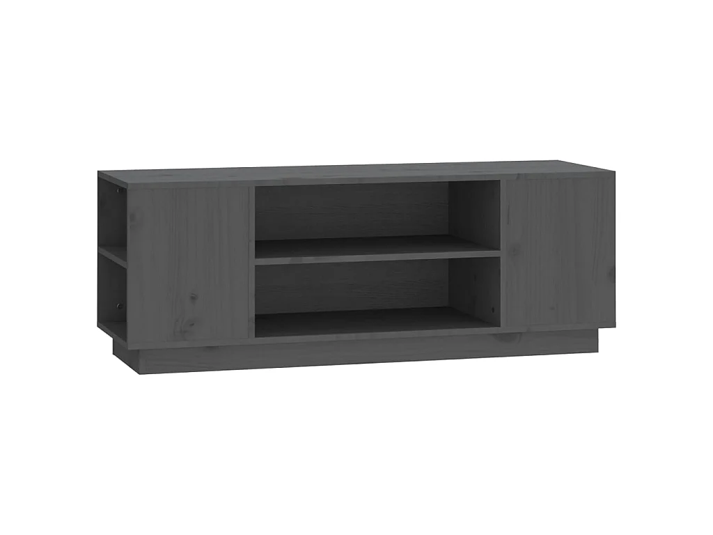 Mueble de TV madera maciza de pino gris 110x35x40,5 cm