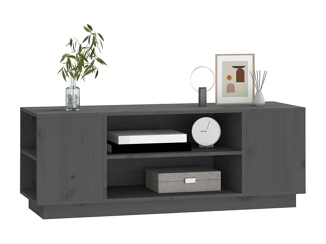 Mueble de TV madera maciza de pino gris 110x35x40,5 cm