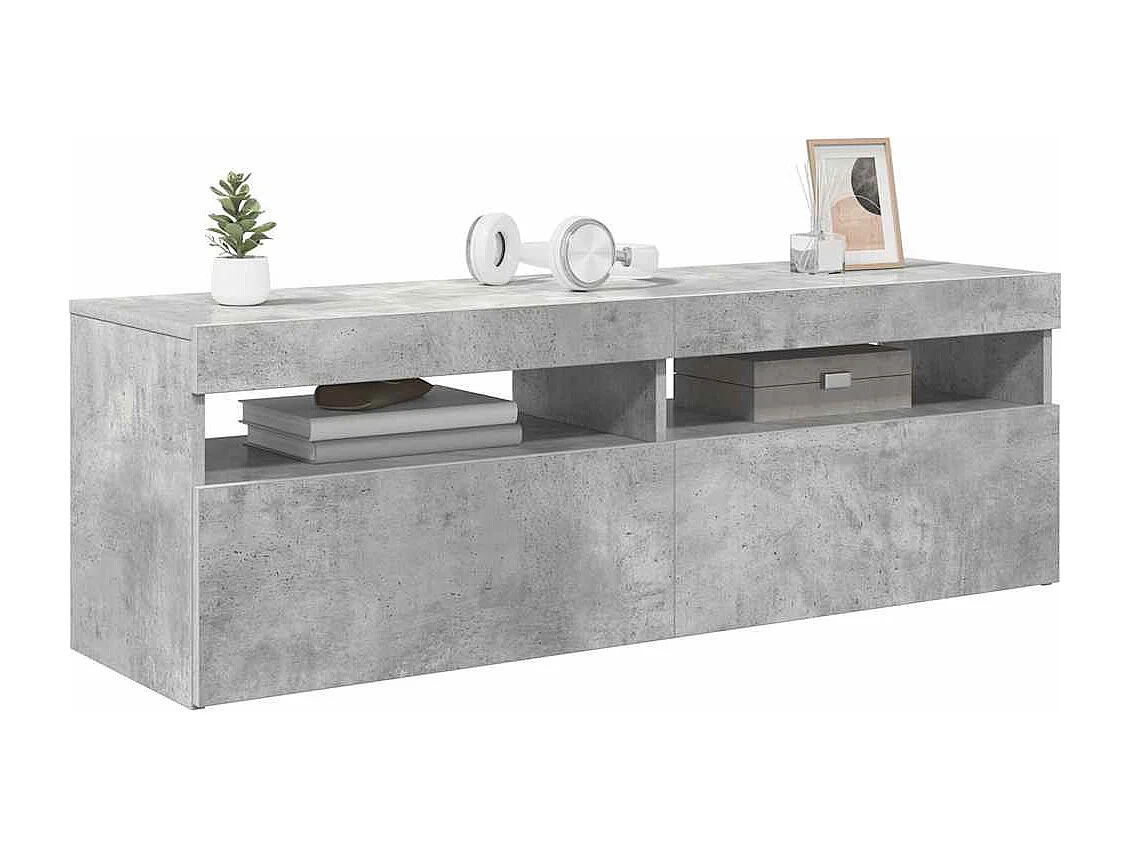 Meuble TV avec lumières LED gris béton 120x35x40 cm