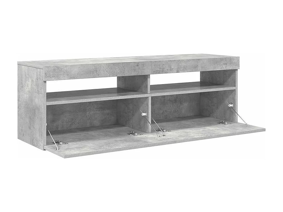 Meuble TV avec lumières LED gris béton 120x35x40 cm