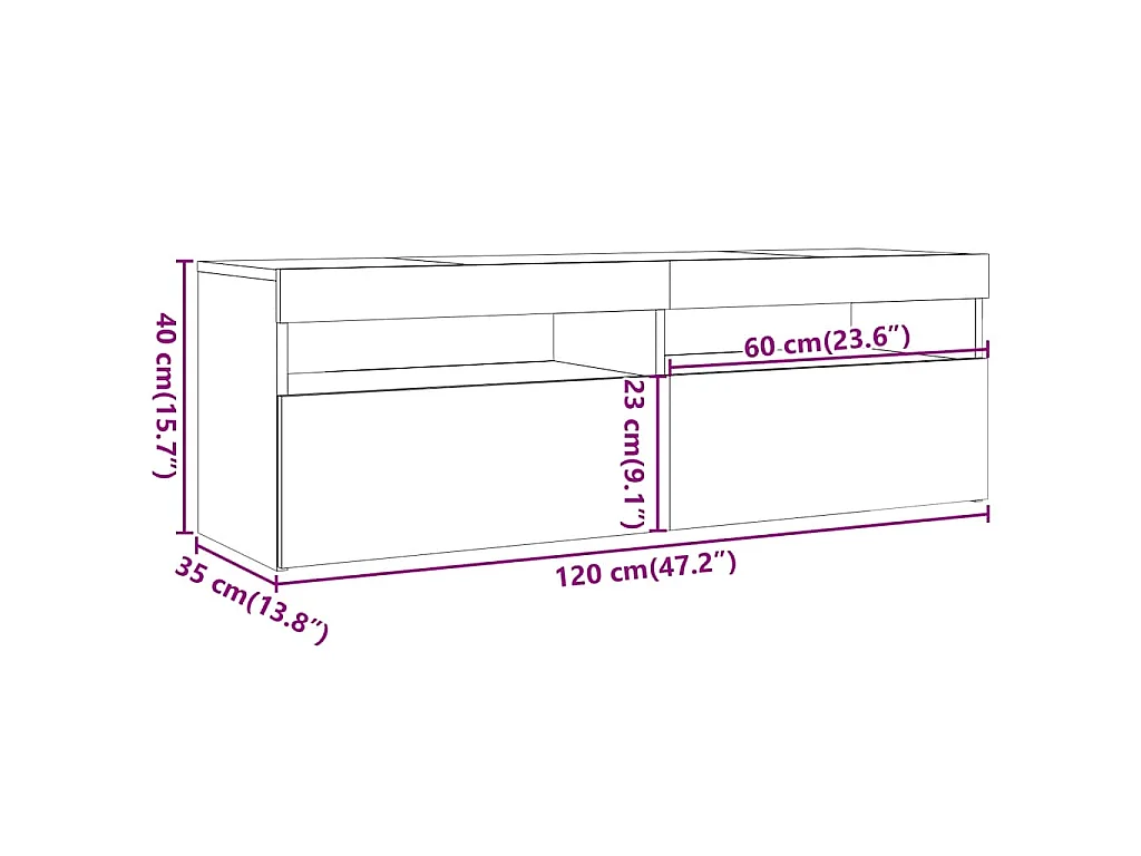 Tv-meubel met LED-verlichting 120x35x40 cm betongrijs