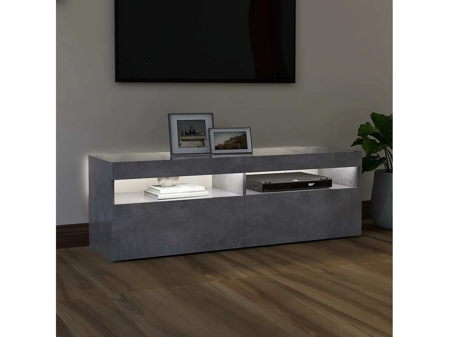 Mobile Porta TV con Luci LED Grigio Cemento 120x35x40 cm