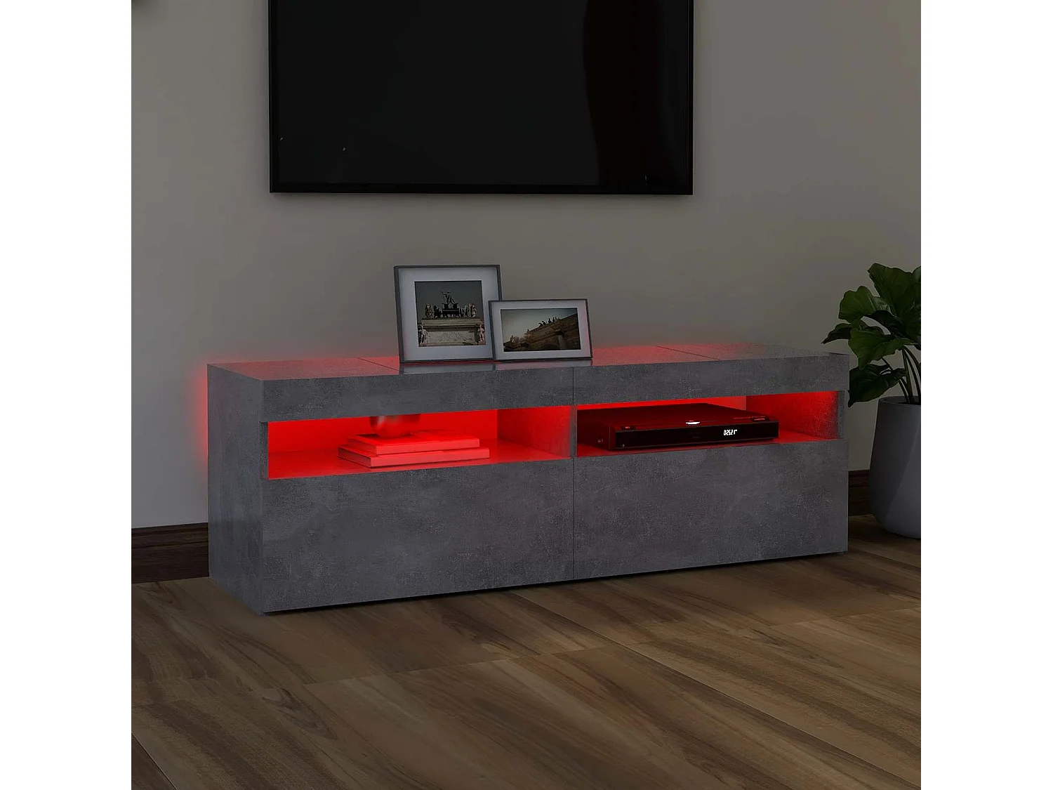 Mobile Porta TV con Luci LED Grigio Cemento 120x35x40 cm