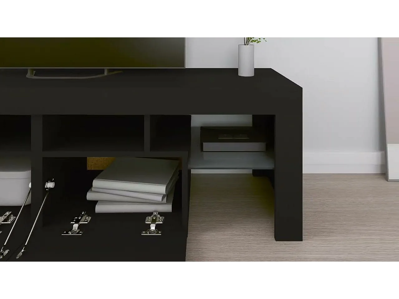 Meuble TV avec lumières LED Noir 140x36,5x40 cm