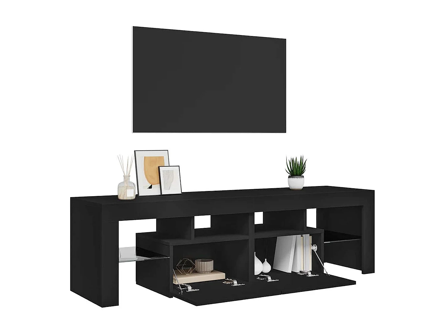 TV-Schrank mit LED-Beleuchtung Schwarz 140x36,5x40 cm